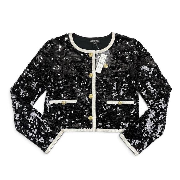 J. Crew Jackets & Blazers - J Crew Mariner Jersey Lady Jacket NWT Women XS Black Sequin Blazer Holiday